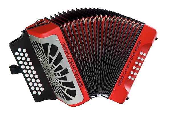 Hohner Compadre Accordion (with Gig Bag), Red, G/C/F, with Gig Bag, Action Position Back