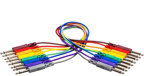 Hosa CPP845 Patchbay Cables, (1/4" TS x 8), 1 foot, CPP-830, Main