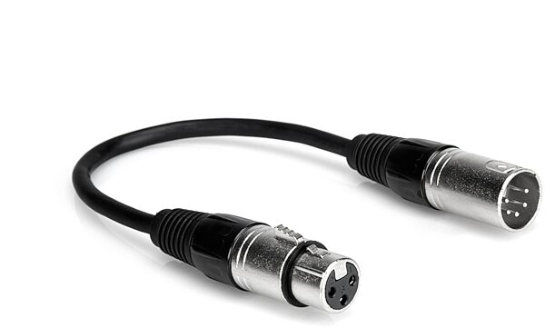Hosa 5-Pin XLR-M to 3-Pin XLR-F DMX Cable, 6 inch, DMX106, Main