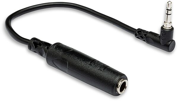 Hosa MHE-100.5 Female TRS 1/4" to Right-Angle TRS 1/8" Headphone Adapter Cable, 6 inch, Main