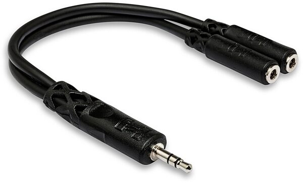 Hosa Stereo Breakout 1/8" Male to Dual 1/8" Female Cable, Black, YMM-232, Main