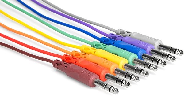 Hosa CSS-800-PATCH 1/4-Inch TRS Patch Cables, 1.5 foot, CSS-845, 8-Pack, Action Position Back