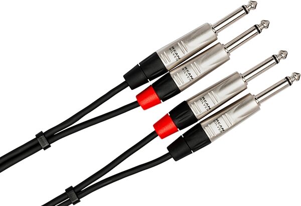 Hosa Pro Dual REAN 1/4 Inch TS Stereo Interconnect Cable, 1.5 foot, Action Position Back