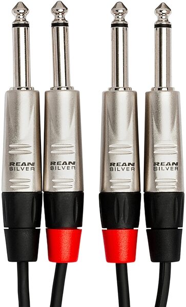 Hosa Pro Dual REAN 1/4 Inch TS Stereo Interconnect Cable, 3 foot, Action Position Back