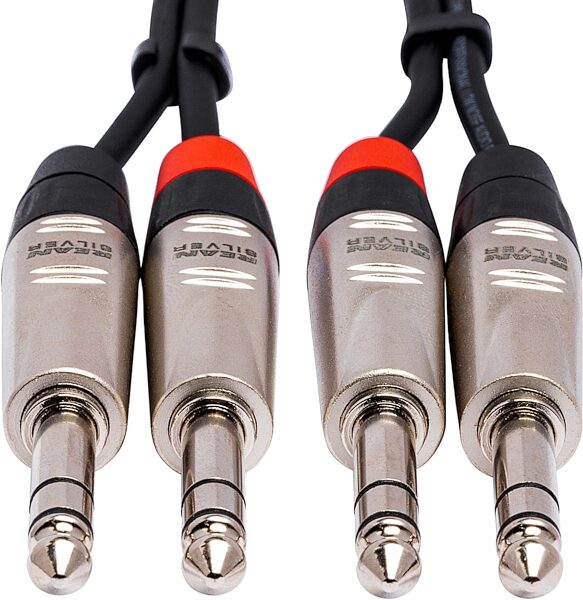 Hosa Pro Dual REAN 1/4 Inch TRS to 1/4 Inch TRS Stereo Interconnect Cable, 1.5 foot, Action Position Back