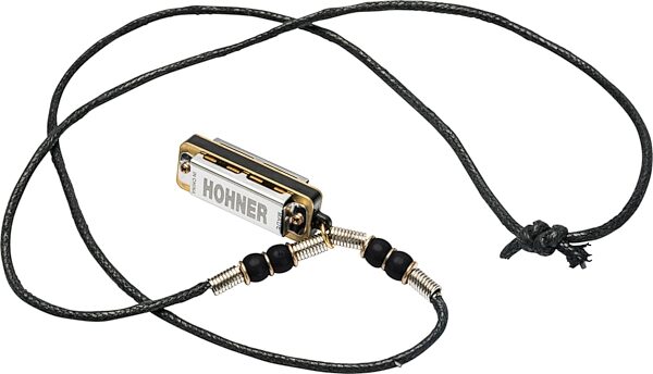 Hohner Harmonica Necklace, Black, Action Position Front