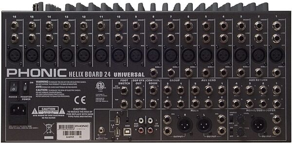 Phonic Helix Board 24 Universal 24-Channel Mixer, Rear