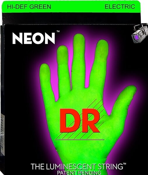 DR Strings Neon HiDef Electric Guitar Strings, Pink, 10-46, NPE-10, Medium, Green