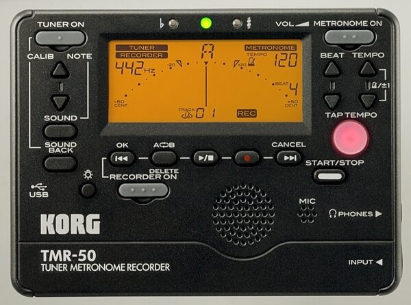 Korg TMR50 Recordable Tuner Metronome, Black
