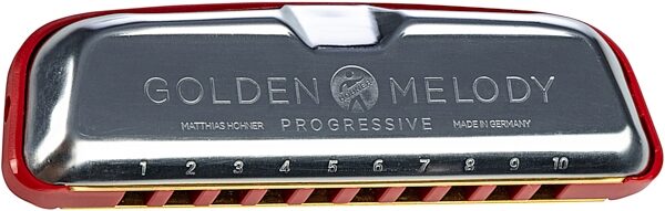 Hohner M544BX Golden Melody Progressive Harmonica, Chrome, Key of A, Action Position Back