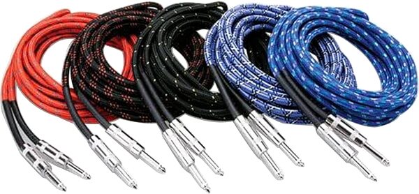 Hosa 3GT-18C Cloth Instrument Cable, Assorted, 18 foot, 3GT-PAK, 10-Pack, Action Position Back