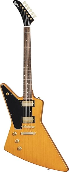 Epiphone 1958 Korina Explorer Electric Guitar, Left-Handed (with Case), Aged Natural, with Black Pickguard, Scratch and Dent, Main