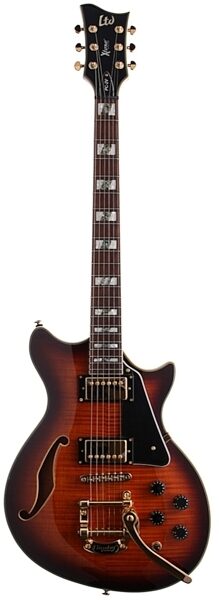 ESP LTD Xtone PC2V Electric Guitar (with Case), Brown Sunburst