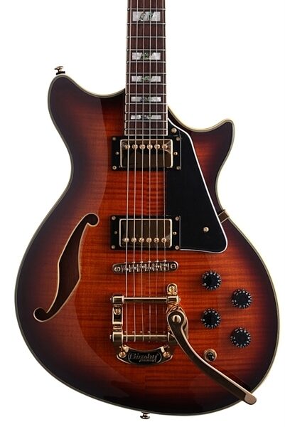 ESP LTD Xtone PC2V Electric Guitar (with Case), Brown Sunburst - Body
