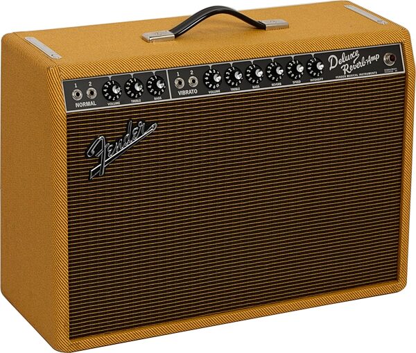 Fender Exclusive Limited Edition '65 Deluxe Reverb Tweed Guitar Combo Amplifier, Action Position Back