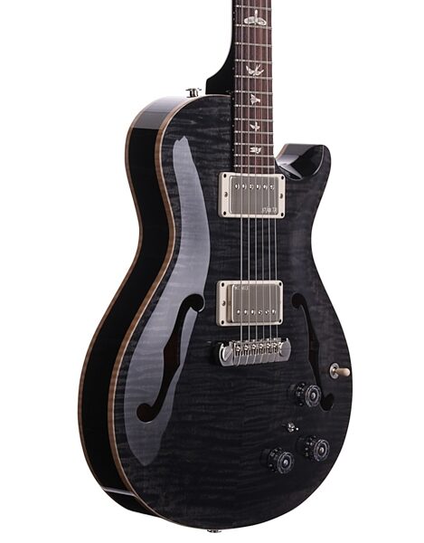 PRS Paul Reed Smith Singlecut Hollowbody II Electric Guitar (with Case), Gray Black - Body Angle