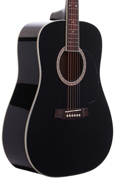 Arcadia DL41 Acoustic Guitar Package, Black - Body Angle