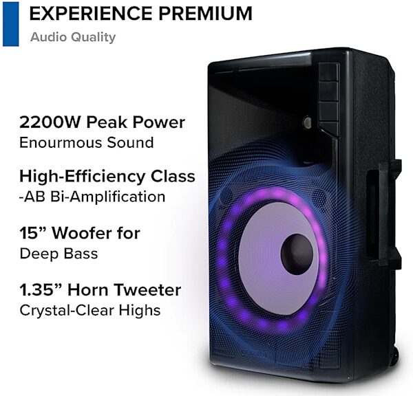 Gemini GSP-L5500PK Party PA Speaker Bundle with Speaker Stand and Microphone, Detail
