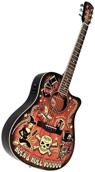 Fender T-Bucket 300CE Vince Ray Voodoo Acoustic-Electric Guitar, Closeup View 1