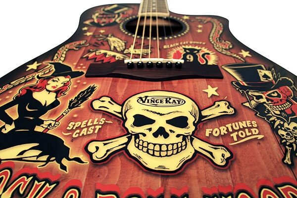 Fender T-Bucket 300CE Vince Ray Voodoo Acoustic-Electric Guitar, Closeup View 9