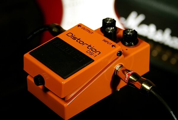 Boss DS-1 Distortion Pedal, New, Application Shot Front