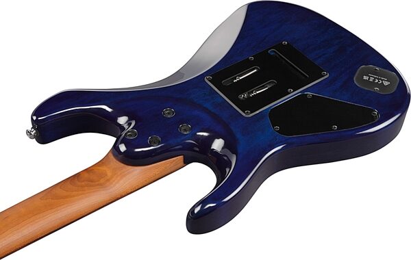 Ibanez AZ427P2QM Premium Electric Guitar (with Gig Bag), Twilight Blue Burst, Action Position Back