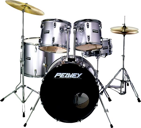 Peavey International Series II 5-Piece Drum Kit, Metallic Silver