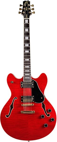 Peavey JF1 Semi-Hollowbody Archtop Electric Guitar, Transparent Red