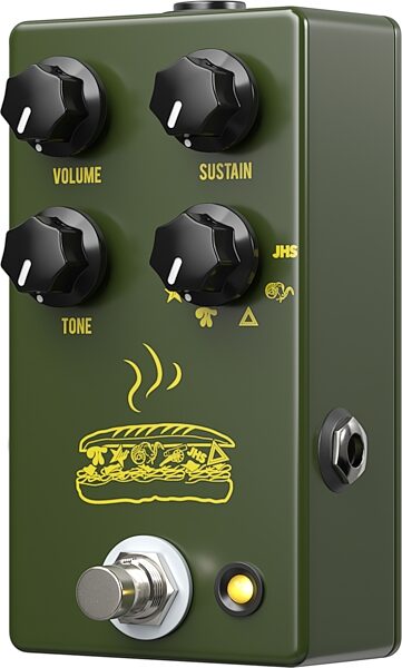 JHS Muffuletta Fuzz Pedal, Army Green, Action Position Back