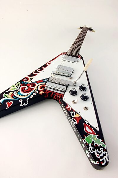Gibson Jimi Hendrix Psychedelic Flying V Electric Guitar (with Case), Lay down