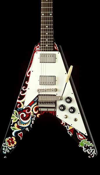 Gibson Jimi Hendrix Psychedelic Flying V Electric Guitar (with Case), Body Closeup