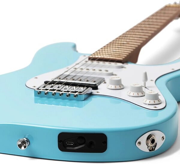 Jamstik Studio MIDI Electric Guitar (with Gig Bag), Baby Blue, Blemished, Action Position Back