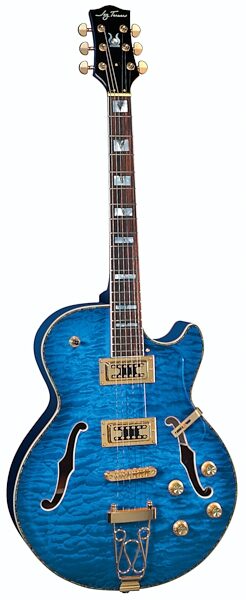 Jay Turser JT155 Hollow-Body Jazz Electric Guitar, Transparent Blue
