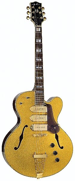 Jay Turser SM Hollow-Body Jazz Electric Guitar, Gold Sparkle