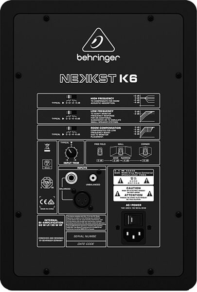 Behringer NEKKST K6 Audiophile Studio Monitor, Rear