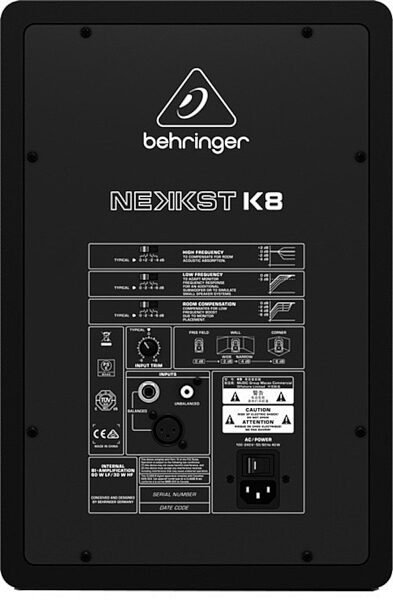 Behringer NEKKST K8 Audiophile Bi-Amped Studio Monitor, Rear