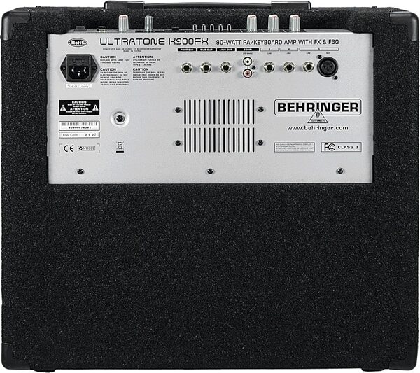 Behringer K900FX Ultratone Keyboard Amplifier (90 Watts, 1x12"), Rear