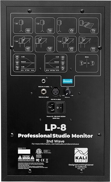 Kali Audio LP-8 V2 Powered Studio Monitor, Black, Pair, with WS-6.2 Subwoofer, LP-8 Rear