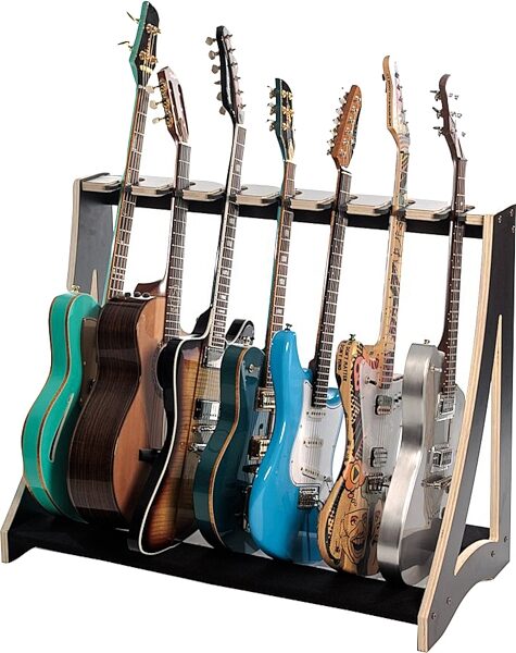 DRS Racks Alpha 7 Black Guitar Rack (7-Space), Black, Action Position Back