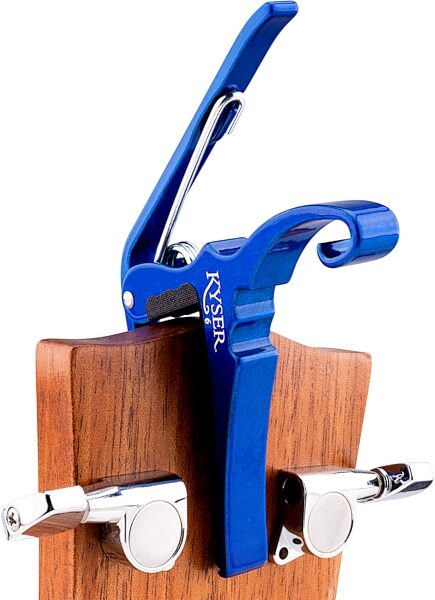 Kyser Quick Change Electric Guitar Capo, Blue, Action Position Back