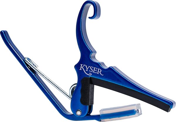 Kyser Quick Change Electric Guitar Capo, Blue, Action Position Back