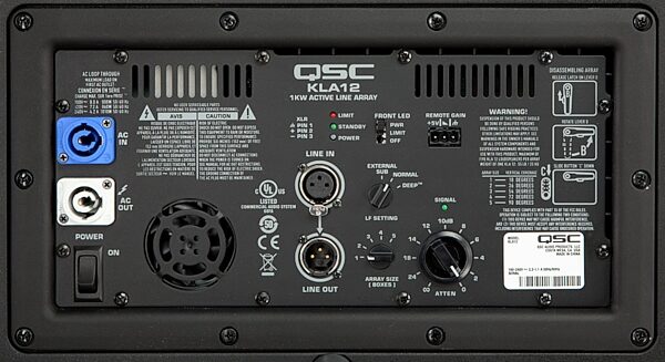 QSC KLA12 Active Line Array Speaker System, Black, Rear