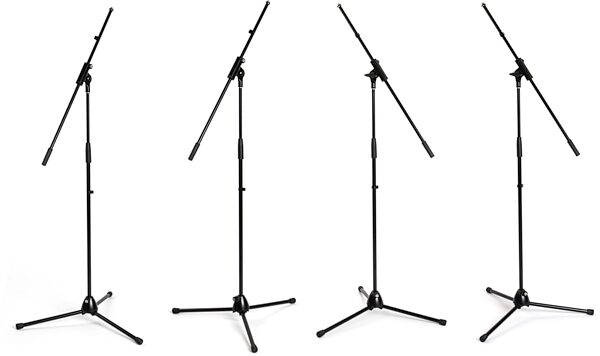K&M 210/70B Lightweight Tripod Microphone Boom Stand, Black, 4-Pack, Action Position Back