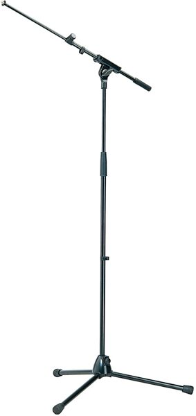 K&M 21075 Microphone Stand with Telescopic Boom, Black, Action Position Back