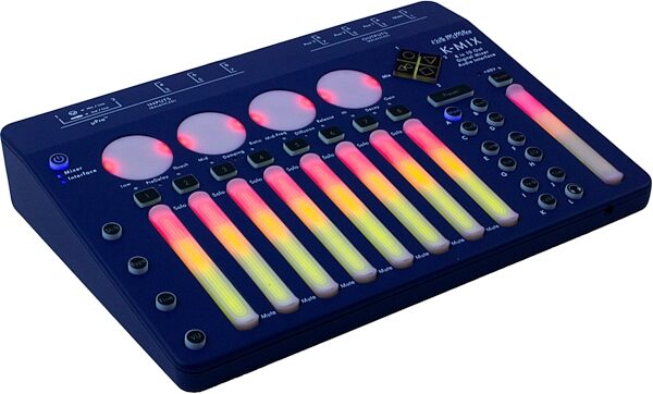 Keith McMillen Instruments K-Mix Blue Edition Digital Mixer and USB Audio Interface, Blemished, Angled Side