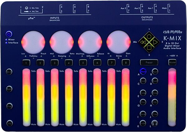 Keith McMillen Instruments K-Mix Blue Edition Digital Mixer and USB Audio Interface, Blemished, Main