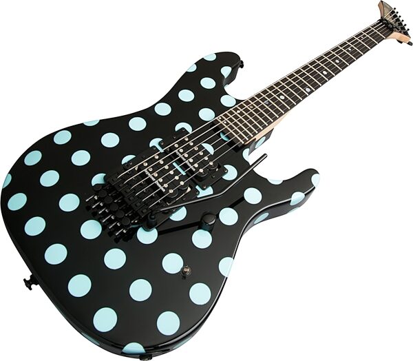 Kramer NightSwan Electric Guitar, Black with Blue Polka Dots, Custom Graphics, Open Box (Good), Action Position Back
