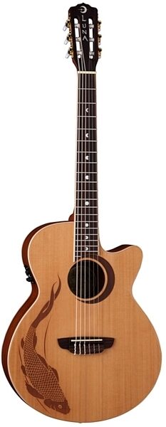 Luna Koi Nylon Folk Acoustic-Electric Guitar, Natural