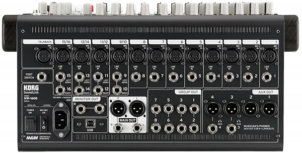 Korg SoundLink MW-1608 Hybrid Analog/Digital Mixer, Rear