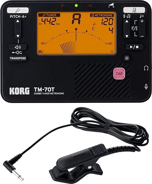 Korg TM70-T Tuner Metronome with CM400 Contact Microphone, New, Action Position Back